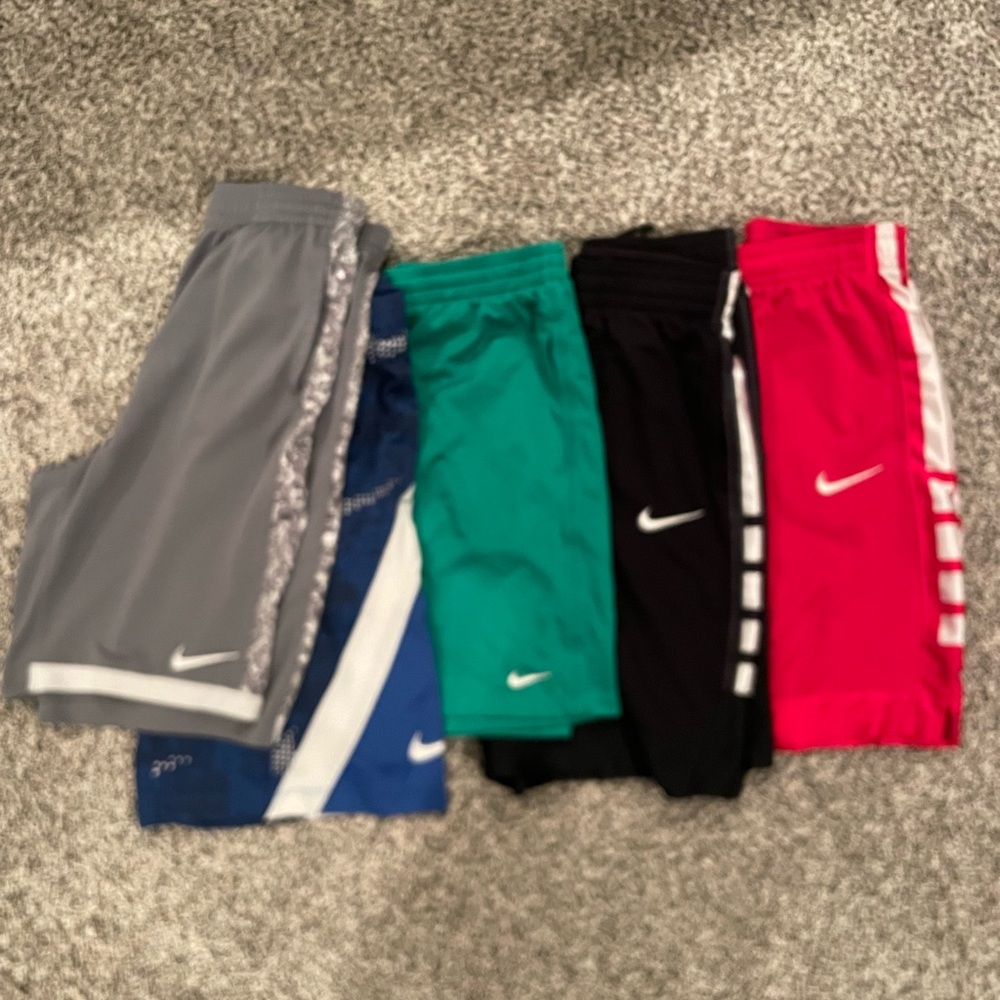 YXL 5 pair Nike Gray and Blue Athletic Shorts Performance Bottoms